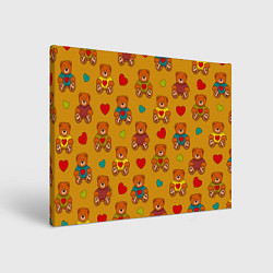 Картина прямоугольная Игрушечные мишки и разноцветные сердца