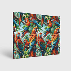 Холст прямоугольный Попугаи Ара - тропики джунгли, цвет: 3D-принт