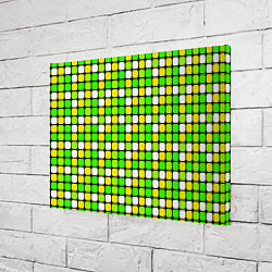 Холст прямоугольный Салатовые и белые квадраты, цвет: 3D-принт — фото 2