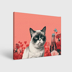Холст прямоугольный Недовольный кот в день Святого Валентина, цвет: 3D-принт