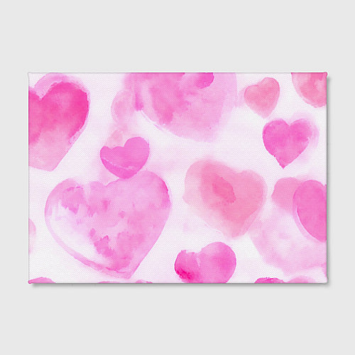 Картина прямоугольная Розовые сердечки акварель / 3D-принт – фото 2