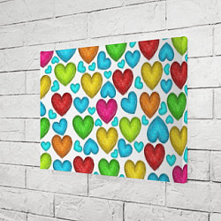 Холст прямоугольный Сердца нарисованные цветными карандашами, цвет: 3D-принт — фото 2