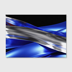 Холст прямоугольный Серебряная вставка на синей абстракции, цвет: 3D-принт — фото 2