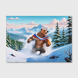 Холст прямоугольный Медведь с триколором, цвет: 3D-принт — фото 2