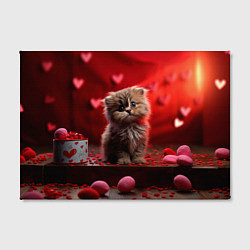 Холст прямоугольный 14 февраля влюбленный котик, цвет: 3D-принт — фото 2