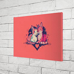 Холст прямоугольный Влюбленные коты в виде сердца, цвет: 3D-принт — фото 2