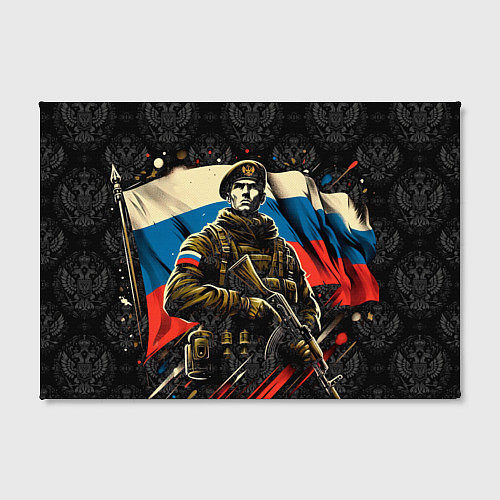Картина прямоугольная Русский солдат на фоне флага России / 3D-принт – фото 2