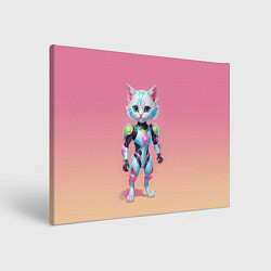 Холст прямоугольный Funny kitten - cyberpunk, цвет: 3D-принт