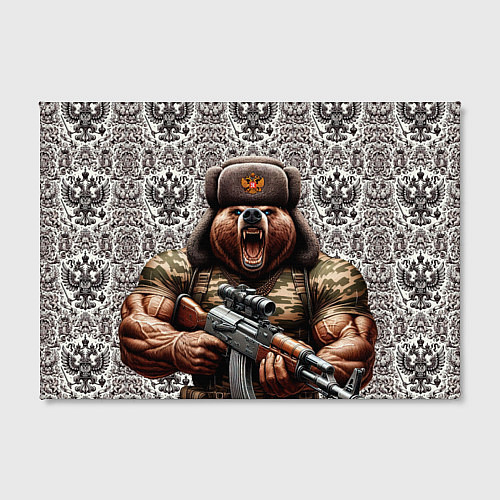 Картина прямоугольная Сердитый русский медведь с автоматом / 3D-принт – фото 2