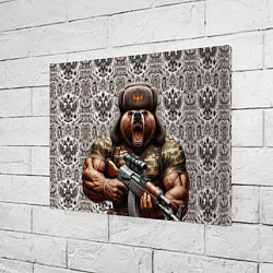 Холст прямоугольный Сердитый русский медведь с автоматом, цвет: 3D-принт — фото 2