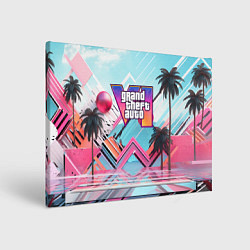 Холст прямоугольный Gta 6 логотип в стиле vice city, цвет: 3D-принт