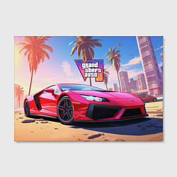 Холст прямоугольный GTA 6 logo auto style, цвет: 3D-принт — фото 2