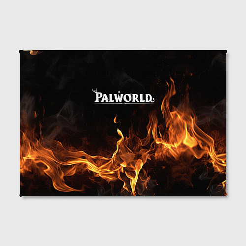 Картина прямоугольная Palworld логотип на черном фоне с огнем / 3D-принт – фото 2