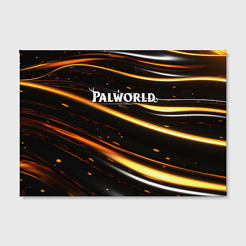 Картина прямоугольная Palworld логотип золотые волны на черном / 3D-принт – фото 2