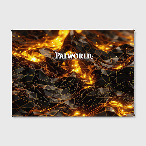 Картина прямоугольная Palworld логотип золотые абстрактные частицы на че / 3D-принт – фото 2