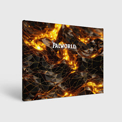 Холст прямоугольный Palworld логотип золотые абстрактные частицы на че, цвет: 3D-принт