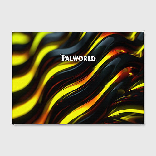 Картина прямоугольная Palworld логотип золотые и черные волны / 3D-принт – фото 2
