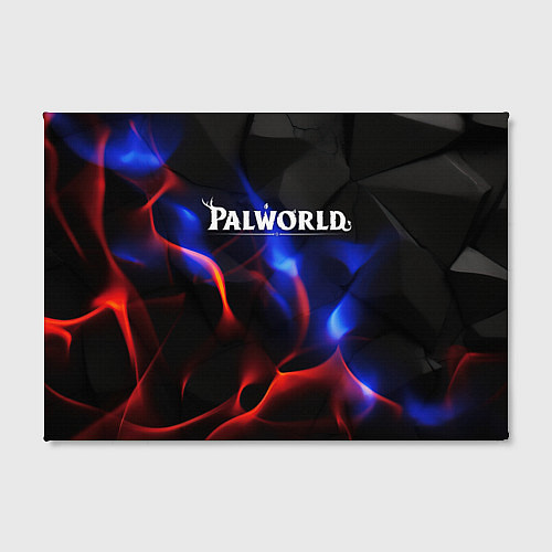 Картина прямоугольная Palworld логотип на черном и фиолетовом абстракте / 3D-принт – фото 2