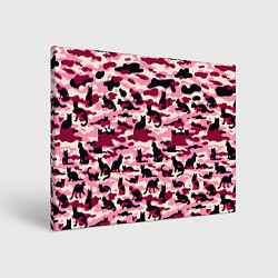 Холст прямоугольный Камуфляжные розовые котики, цвет: 3D-принт