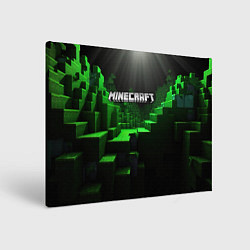 Холст прямоугольный Minecraft logo зеленые яркие плитки, цвет: 3D-принт