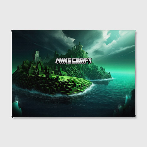 Картина прямоугольная Minecraft logo зеленый мир / 3D-принт – фото 2