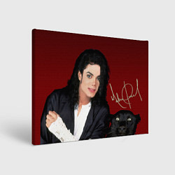 Холст прямоугольный Michael Jackson с пантерой и автографом, цвет: 3D-принт