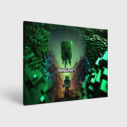 Холст прямоугольный Minecraft зеленая летящая голова, цвет: 3D-принт