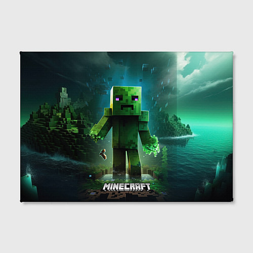 Картина прямоугольная Minecraft зеленый персонаж на острове / 3D-принт – фото 2