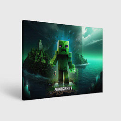 Холст прямоугольный Minecraft зеленый персонаж на острове, цвет: 3D-принт