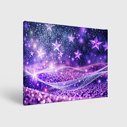Холст прямоугольный Абстрактные звезды в фиолетовых искрах, цвет: 3D-принт