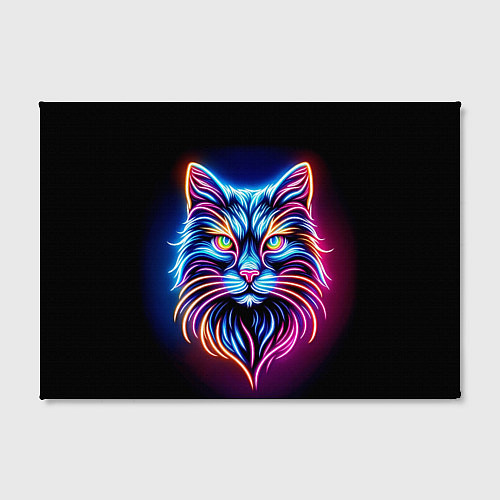 Картина прямоугольная Суровый неоновый кот / 3D-принт – фото 2