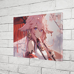 Холст прямоугольный Genshin Impact Яэ Miko smile, цвет: 3D-принт — фото 2