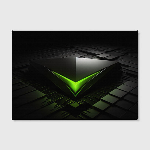 Картина прямоугольная Зеленая яркая плашка на черном абстракция / 3D-принт – фото 2