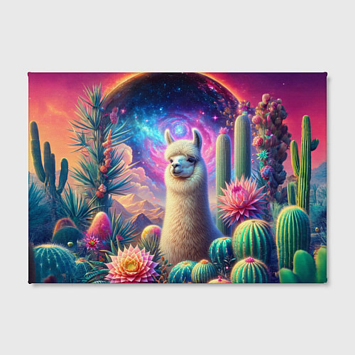 Картина прямоугольная Альпака в кактусах и портал / 3D-принт – фото 2