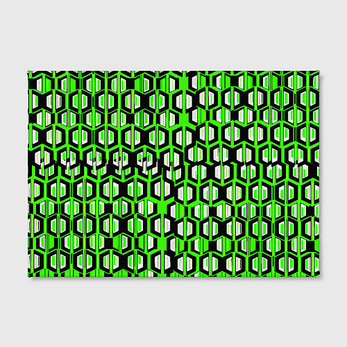 Картина прямоугольная Техно узор из шестиугольников зелёный / 3D-принт – фото 2