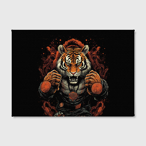 Картина прямоугольная Муай- Тай тигр в стойке боевые искусства / 3D-принт – фото 2