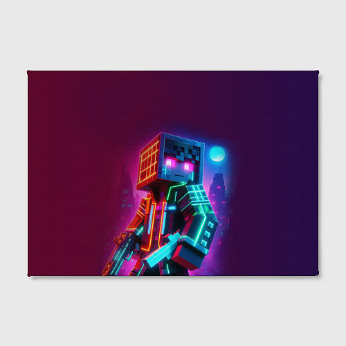 Картина прямоугольная Cyberpunk and Minecraft - collaboration ai art / 3D-принт – фото 2