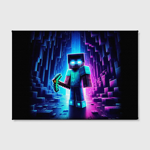 Картина прямоугольная Minecraft - neon character ai art / 3D-принт – фото 2