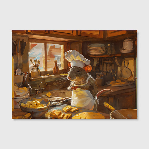 Картина прямоугольная Крыса повар готовит на кухне / 3D-принт – фото 2