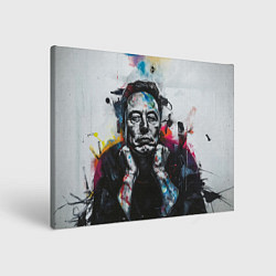 Холст прямоугольный Илон Маск граффити портрет на серой стене, цвет: 3D-принт