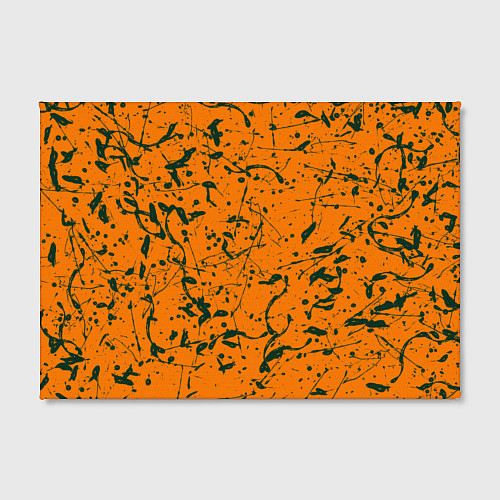 Картина прямоугольная Оранжевый с брызгами зеленой краски / 3D-принт – фото 2