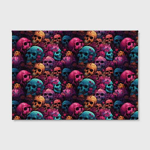 Картина прямоугольная Поле яркий черепов и цветов / 3D-принт – фото 2