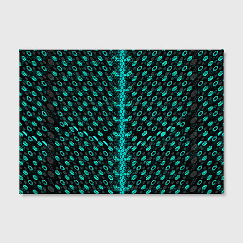 Картина прямоугольная Изумрудные киберпанк ячейки на чёрном фоне / 3D-принт – фото 2