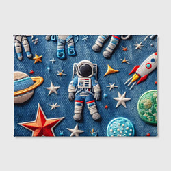 Холст прямоугольный Космонавт - вышивка по джинсе нейросеть, цвет: 3D-принт — фото 2