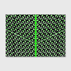 Холст прямоугольный Зелёные киберпанк ячейки на чёрном фоне, цвет: 3D-принт — фото 2