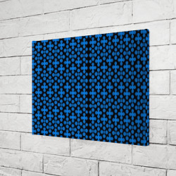 Холст прямоугольный Синие четырёхлистники на чёрном фоне, цвет: 3D-принт — фото 2