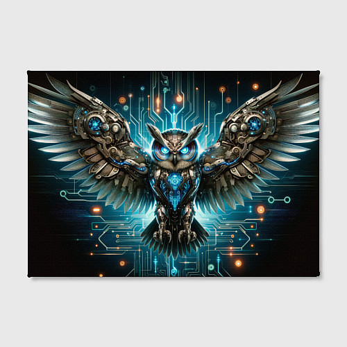 Картина прямоугольная Величественная кибернетическая сова на фоне футури / 3D-принт – фото 2