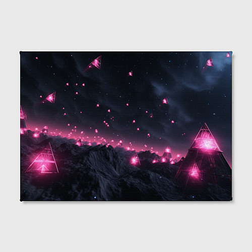 Картина прямоугольная Яркие пирамидки в космосе / 3D-принт – фото 2