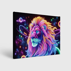 Картина прямоугольная Космический неоновый лев - нейросеть фантазия