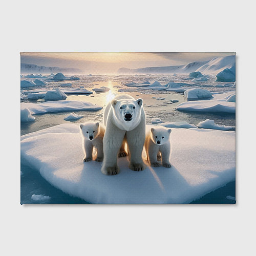 Картина прямоугольная Polar bear with her cubs - ai art / 3D-принт – фото 2